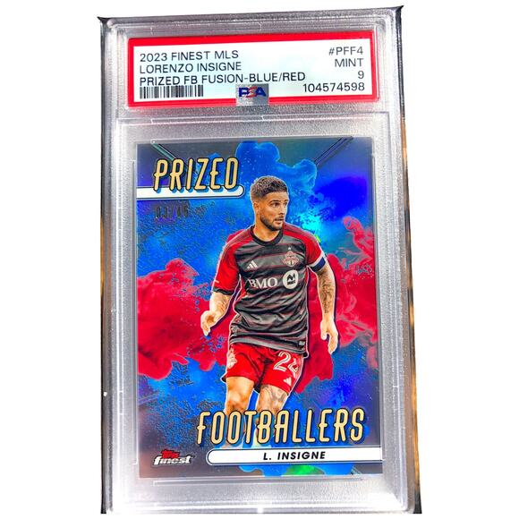2023 Topps Finest MLS Prized Fusions Blue/Red #PFF-4 Lorenzo Insigne /45 PSA 9 - Picture 1 of 7
